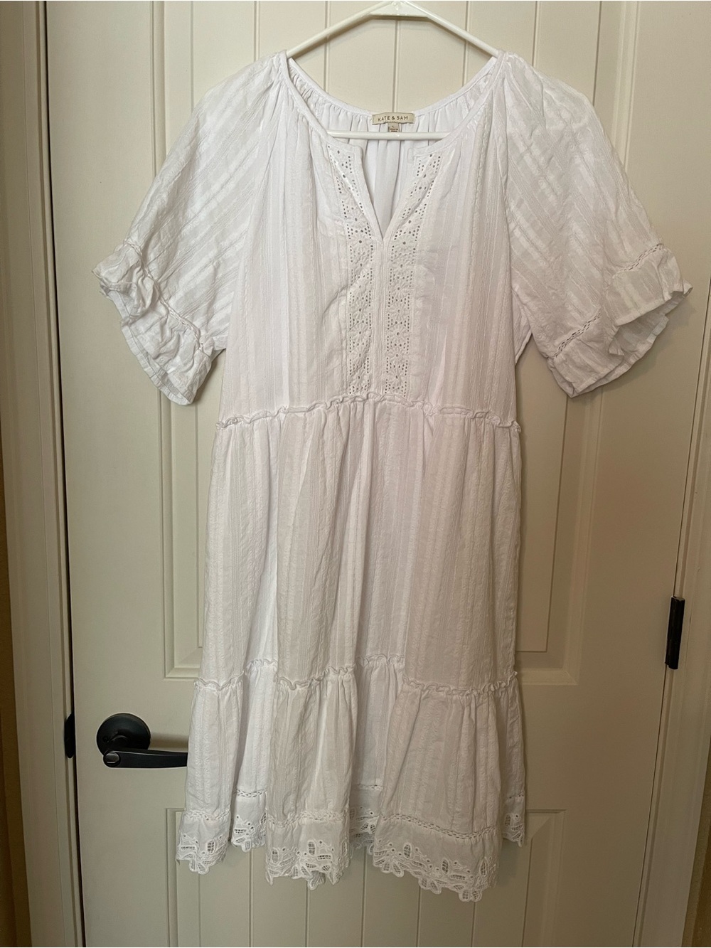 Lightweight White Eyelet Tiered Dress - Unbranded